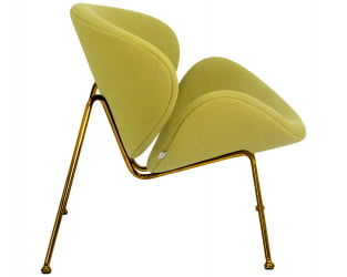 Кресло дизайнерское DOBRIN EMILY (светло-зеленая ткань AF3, золотое основание)