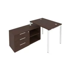Рабочая станция на П-образном м/к с опорной тумбой левая Metal System Б.РС-СТС-2.1 Л Венге/Белый