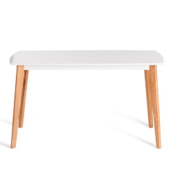 Раздвижной стол Claire столешница МДФ, опоры дерево гевея, белый / натуральное дерево, 135 x 80 x 75см