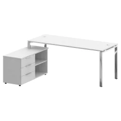 Стол рабочий руководителя с опорной тумбой левый МЕТАЛ СЙСТЕМ ДИРЕCТ БГ.СРТ-5.7 Л Белый / METAL SYSTEM DIRECT