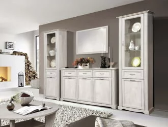 Шкаф для посуды в гостиную Сохо 32.06 Бетон пайн белый