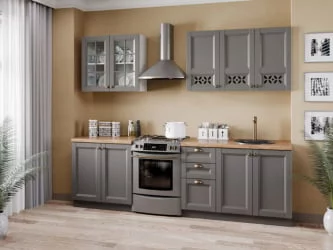 Шкаф кухонный 600 высокий со стеклом Амели-3 ЛД 299.450.000.046 Белый Оникс серый