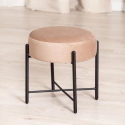 Банкетка AMBER металл, ткань, 41*41*40 см, бежевый/черный