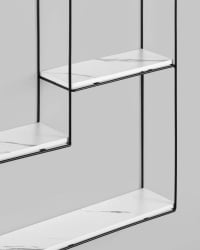 Полка Square черная Белый мрамор