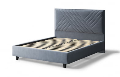 Кровать МИРА 2000*1200мм (на опорах), велюр Бренди лайт 28 (серый), (б/основания, б/матраса)