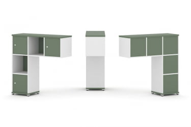 Надставка на стол низкая односторонняя + задняя стенка (5шт.) + распашной фасад (3 шт.) CONCEPT CN.ONN-002 Кобо Белый бриллиант Белый металл