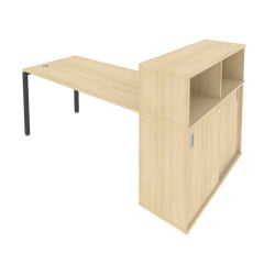 Рабочая станция с опорным шкафом-купе Метал Сйстем Б.РС-СШК-3.4 Акация/Антрацит / Metal System