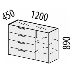 Комод Монако 903.23 Дуб Вотан / Белый шпон / Альпийский белый