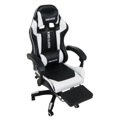 Геймерское кресло 1206 KINGQUEEN цвет черный/белый с массажем 1206-black-white-mass