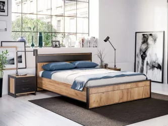 Кровать двуспальная 1600 Техно ЛД 678.140.000.005 Дуб Золотой Черный