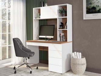 Письменный стол с надстройкой Монако 903.301 Дуб Вотан / Белый шпон / Альпийский белый