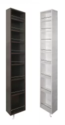 Распашной шкаф в гостиную в черном глянцевом стекле Лупо Шелф (левый) Беленый дуб