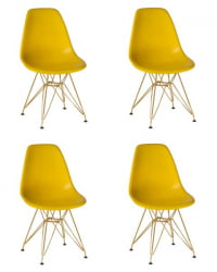 Стул обеденный ДОБРИН ДСР (ножки золотые, цвет жёлтый (Й-01)) 4 шт / DOBRIN DSR (Y-01))