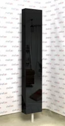 Поворотный шкаф в черном глянцевом стекле Зум Шелф Молочный дуб