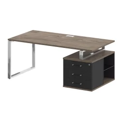 Стол руководителя с опорной тумбой , правый SHIFT SK.SRT-180 (R) Тиквуд Темный/Антрацит