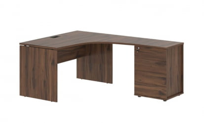 Стол эргономичный с тумбой правый ЕДИС ЕДCЕТ 1518 Р Дуб Денвер темный Черный / EDIS EDCET R