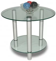 Круглый стол из стекла Танго Алюминий