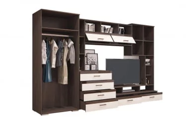 Стенка-горка в гостиную Коста Венге Белый глянец