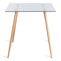 Обеденный стол SOPHIA (mod. 5003) металл/стекло (8мм), 110 х 80 х 75 см, бук/прозрачный