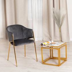 Стол квадратный Secret De Maison QUATTRO ( mod. 14153 ) алюминиевый сплав/мрамор, 41*41*41 см, золотой/белый мрамор