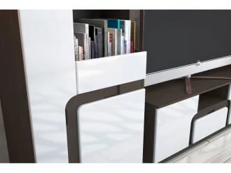 Стенка-горка в гостиную Марсель Венге Белый глянец