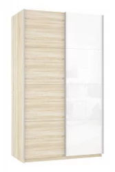 Шкаф-купе двухдверный Прайм 1200 ДСП/Белое стекло Дуб сонома