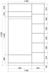 Шкаф-купе эконом Хит-23-14-77 Орхидея Ясень шимо светлый