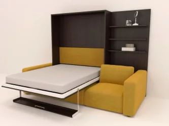 Диван дсп (лдсп) Смарт 1 с пуфом 3-в-1 1400 правый Белая шагрень