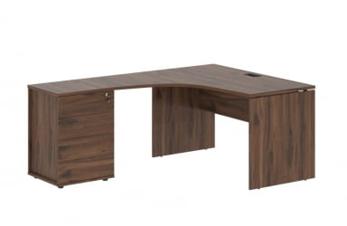 Стол эргономичный с тумбой левый EDIS EDCET 1518 L Дуб Денвер темный Черный