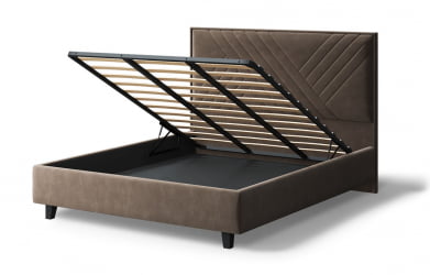 Кровать МИРА 2000*1200мм (на опорах), велюр Бренди лайт 29 (коричневый), (б/основания, б/матраса)
