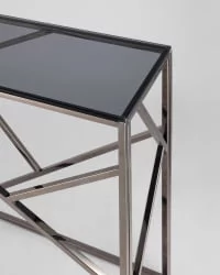 Консоль АРТ ДЕКО 115x30 Темный хром стекло smoke