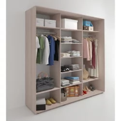 Шкаф-купе трехстворчатый с зеркалом Акцент-Дуэт Д 2400х600 Ясень шимо светлый