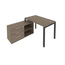 Рабочая станция на П-образном м/к с опорной тумбой левая Метал Сйстем Б.РС-СТС-2.2 Л Вяз/Антрацит / Metal System