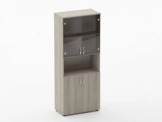 Шкаф высокий со стеклом и нишей Glassy 6.19.141 Дуб сантана светлый