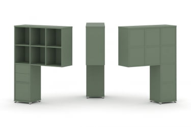 Надставка на стол высокая односторонняя + задняя стенка (8 шт.) + блок с 2-мя ящиками (1 шт.) + блок с 1-м ящиком (1 шт.) CОНCЕПТ CН.ОНВ-007 Кобо Белый металл / CONCEPT CN.ONV-007