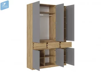 Дизайнерский шкаф ШК-002 БОСТОН дуб крафт золотой/Шифер серый