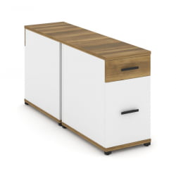 Тумба двухсторонняя опорная приставная с ящиком и распашным фасадом CОНCЕПТ CН.ДТГО-005 Б/В Сандал Янтарный Белый бриллиант Черный / CONCEPT CN.DTGO-005 B/W