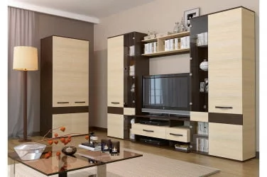 Стенка-горка в гостиную Сапфир со шкафом Дуб Кантерберри Дуб Сонома