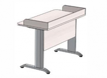 Парта двухместная Де Гласси А с бортиком ЛДСП с пластиком ЛДСП  Бук/ Металл Серый