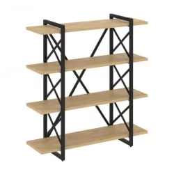 Стеллаж на регулируемых опорах - 4 полки ЛОФТ ВР.Л-МСТ.О-4.8В Металл черный Тиквуд светлый / LOFT VR.L-MST.O-4.8V