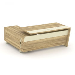 Стол руководителя с опорной тумбой, правый Corner COR.SRT-18(R) Гикори Песочный Ваниль