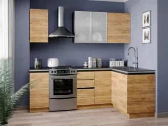 Тумба кухонная 300 Шервуд ЛД 281.010.000.001 Черная Дуб золотой