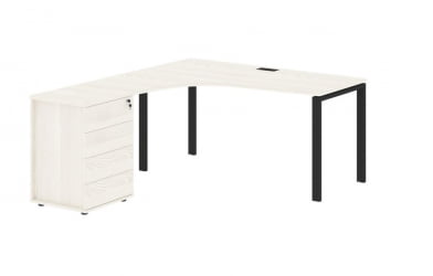 Стол эргономичный с тумбой левый EDIS EUCET 1518 L Ясень Траун Черный