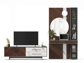 Набор мебели для гостиной Вилена №7 Серый/Орех/Монте белый