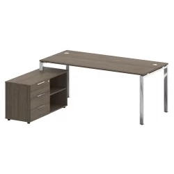 Стол рабочий руководителя с опорной тумбой левый METAL SYSTEM DIRECT БГ.СРТ-5.8 Л Вяз Благородный