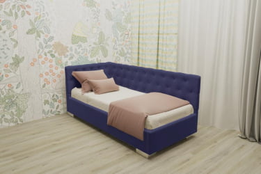 Подростковая кровать ВЕРСАЛЬ БЕЗ ОСНОВАНИЯ (БЕРХОУСЕ) Цвет фасада: Синий; Материал фасада: Металл/Велюр; Спальное место: 800х1900 / (BERHOUSE)