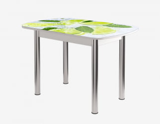 Обеденный стол Бостон ф/п Лайм, 900*600 мм, белый/хром брифинг