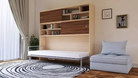 Односпальная кровать Смарт 3 с полками Белая шагрень