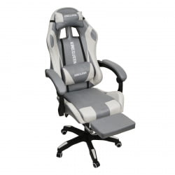 Геймерское кресло 1208, замша, цвет серо-белый с массажем, арт 1208-Grey-White