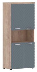 Шкаф с 2-мя комплектами глухих малых дверей и топом Torr LUX TLHC 85.4 Дуб Каньон Серо-голубой